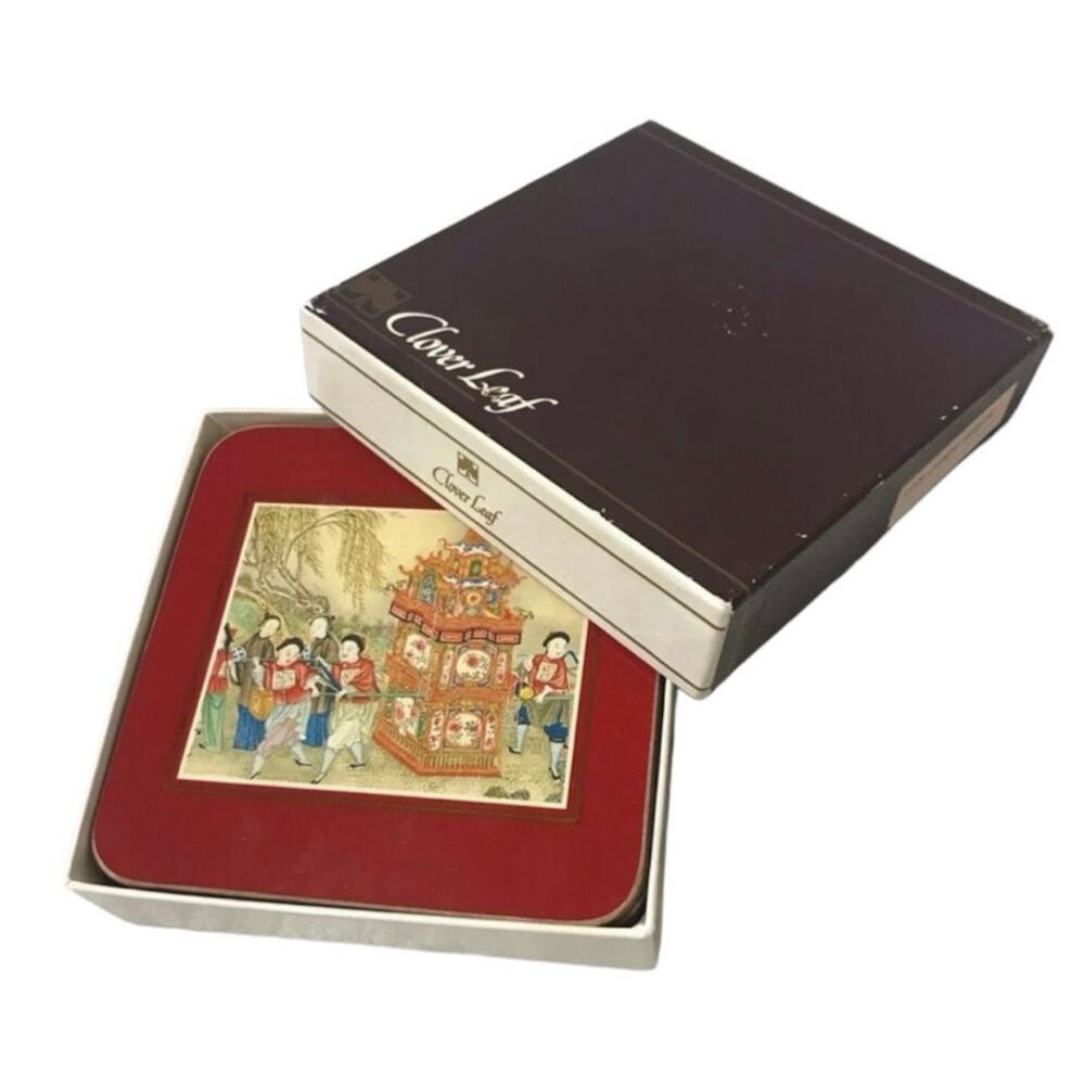 Vintage Clover Leaf Asian 6 table mats / coasters Made in United Kingdom